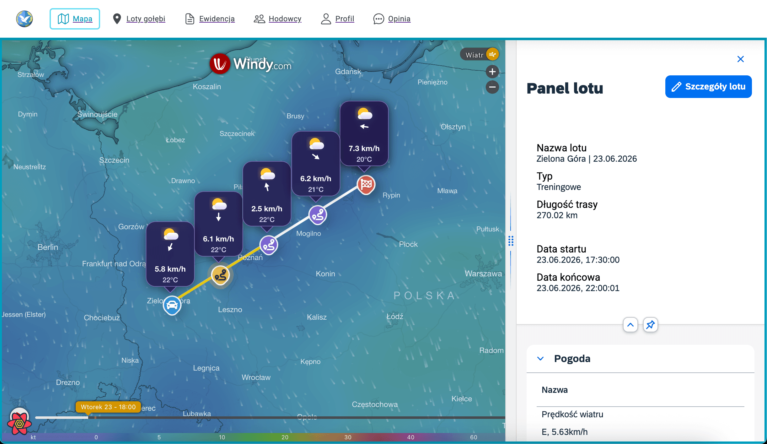 Windy desktop weather map in Pigeon Map